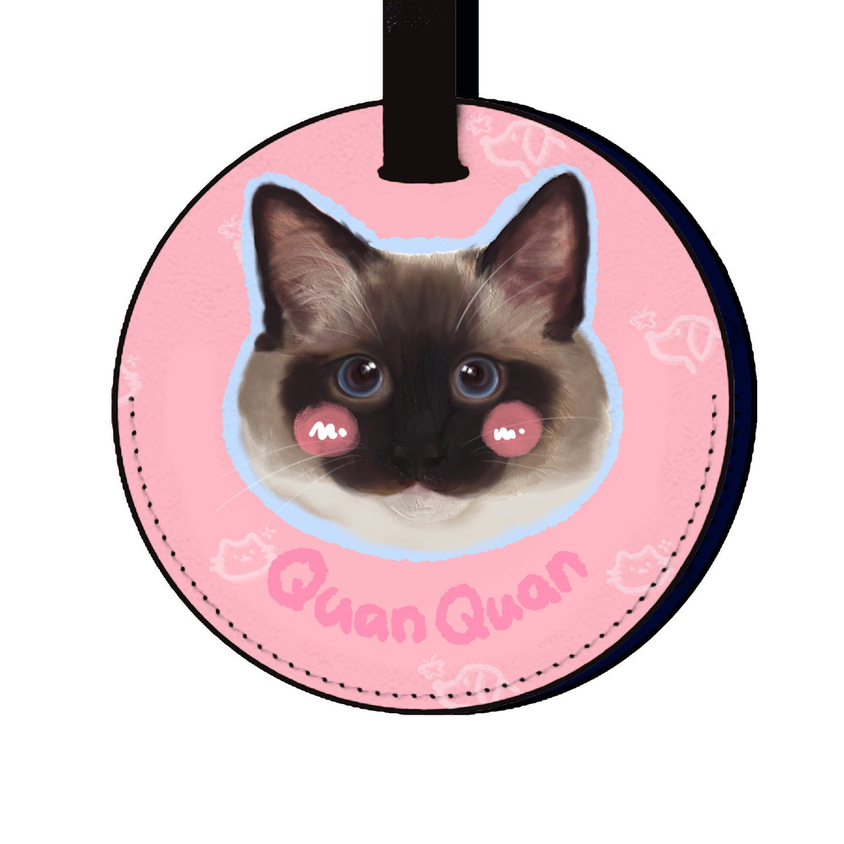 Custom Pet Portrait Round Travel Tag - MemoryTails